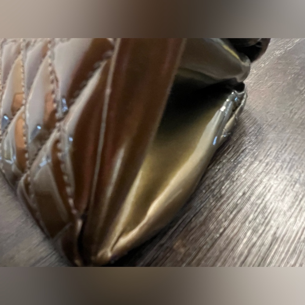 HP GUC Chanel Metallic Patent Leather Bowler w/ Hologram & card. Color transfer. - Picture 7 of 16